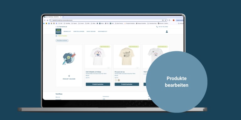 teamshop einrichten produkte bearbeiten
