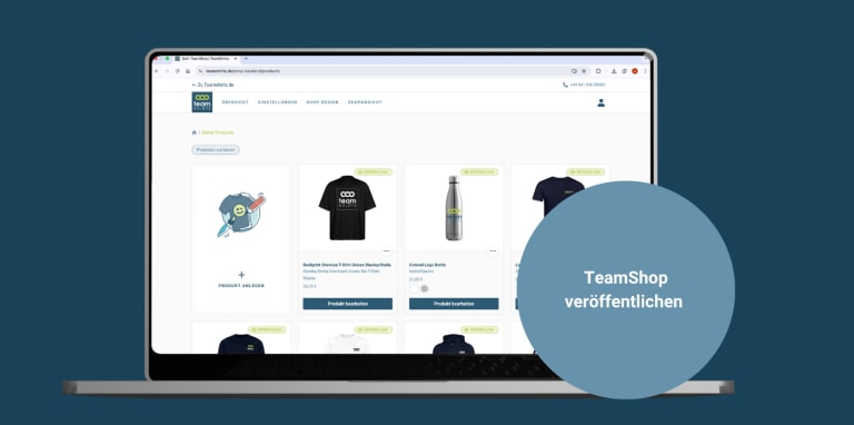 teamshop einrichten produkte veröffentlichen